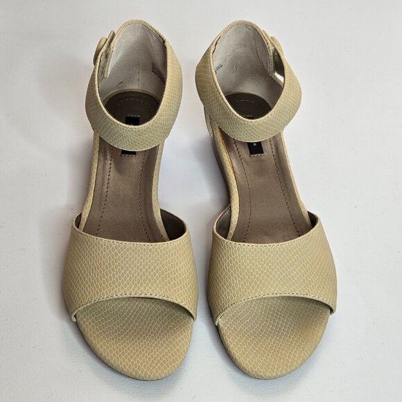 Array Havana Taupe Snake Print Ankle Strap Low Wedge Sandals Sz 9 - Picture 5 of 11